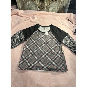 Cato Nwt Medium Plaid Womens /jr Top So Cute Fall Winter Cute With Vest Patte105